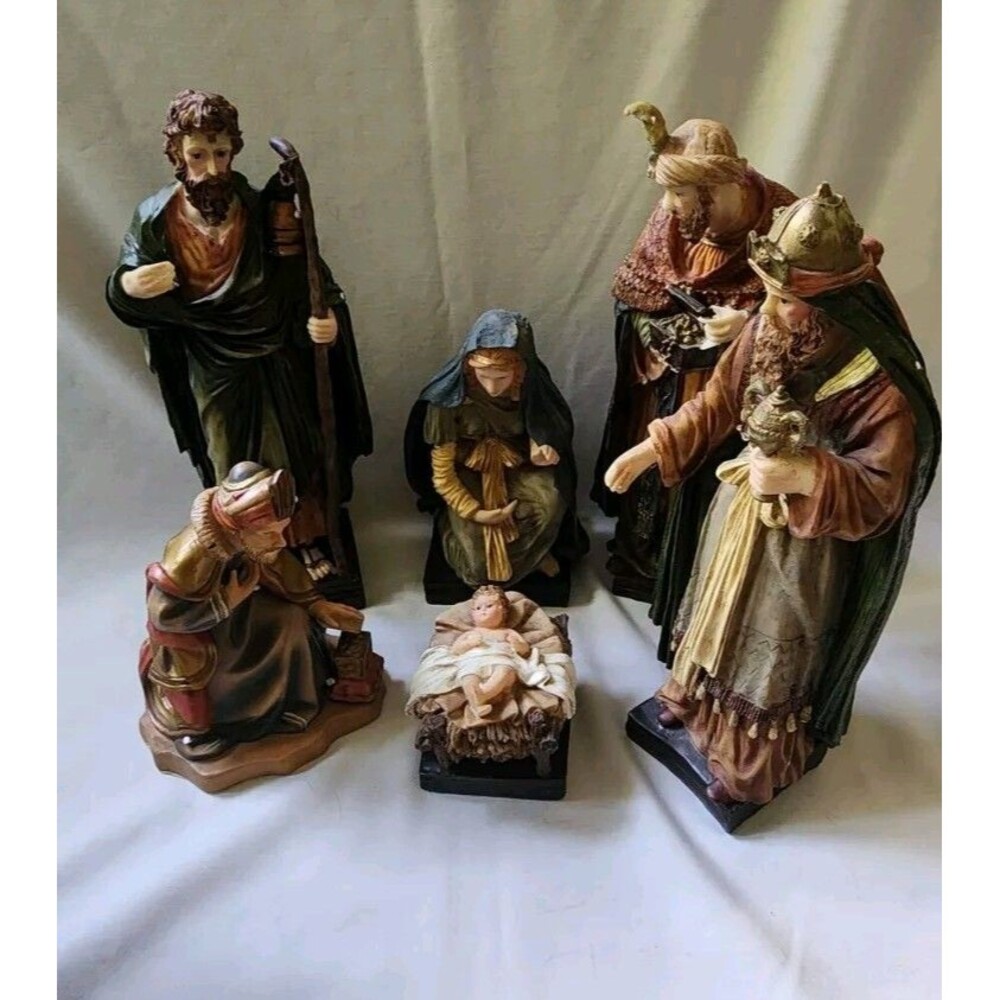 Lillian Vernon Nativity Scene Large/Tall Great Condition In Box 6 Pieces